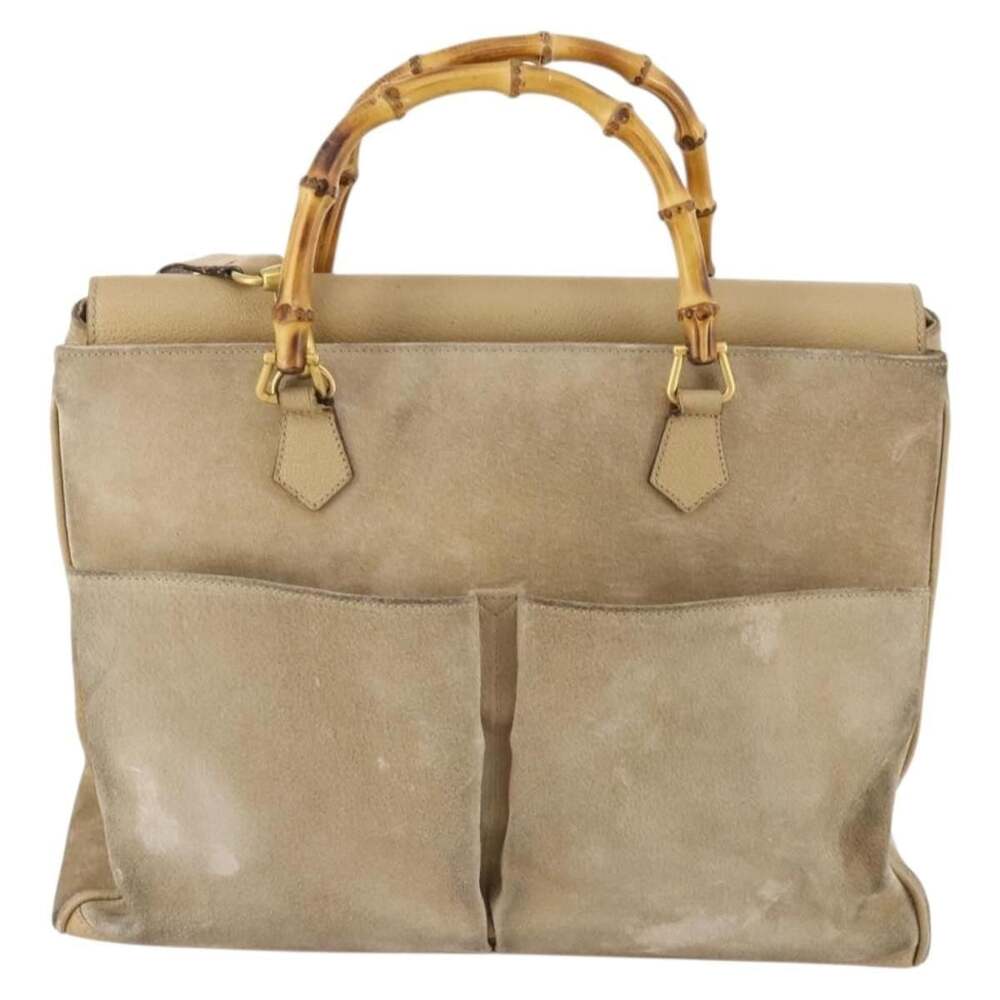 Gucci Bamboo Suede Tote Bag Beige